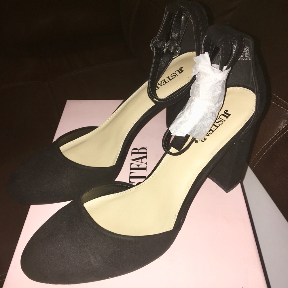 Black suede pumps